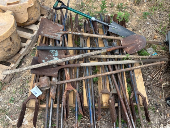 Pallet of Post Hole Diggers & Shovels