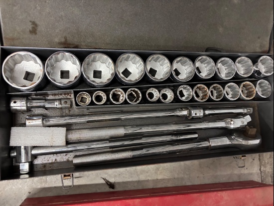 Set of 3/4 Inch Sockets, Ratchet, Breakover & Extension - Gear Wrench Brand