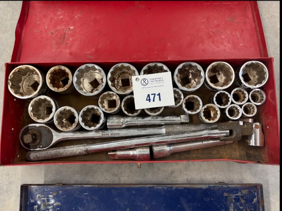 1 Set of 3/4 Drive Sockets, Ratchet, Breakover and Extension In Tool Box