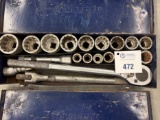 1 Set of 3/4 Drive Sockets, Ratchet, Breakover and Extension In Tool Box