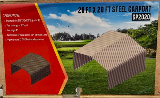 20 x 20 ft, Steel Carport