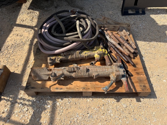 Pallet of 2 Jack Hammers w/ Hoses & Assorted Bits