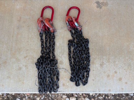 2 Sets of 5/16" - 7ft G80 Double Legs Lifting Chain Slings