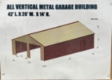42 x 26 ft, All Vertical Metal Garage Building