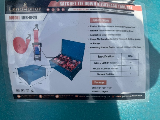 Landhonor (24) Ratchet Tie Downs & Flatpack Tool Box