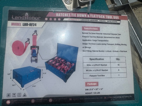 Landhonor (24) Ratchet Tie Downs & Flatpack Tool Box