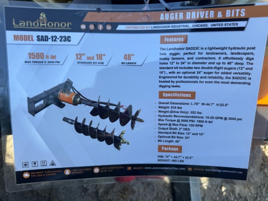 Landhonor Skid Steer Loader Auger Driver & Bits
