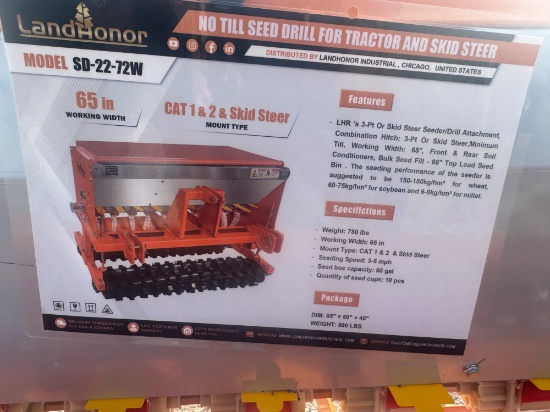 Landhonor No Till Seed Drill for Tractor & Skid Steer