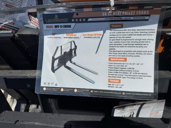 Landhonor 36" Mini Skid Steer Pallet Forks & Frame