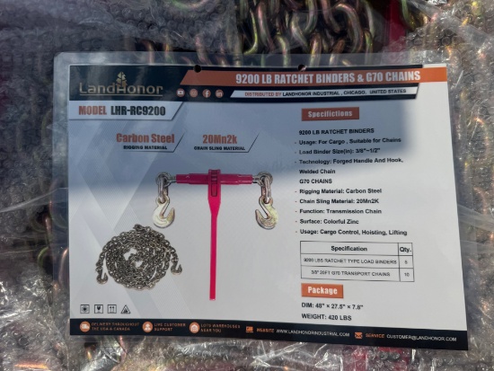 Landhonor 9200LBS Ratchet Binders & G70 Chains