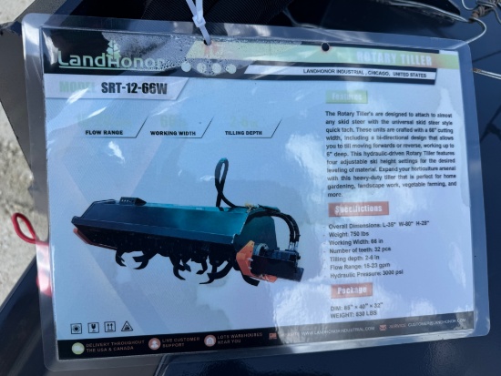 2026 Landhonor 66" Rotary Tiller