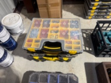 Misc. Lot of Storage Bins w/Misc. Electrical Supplies