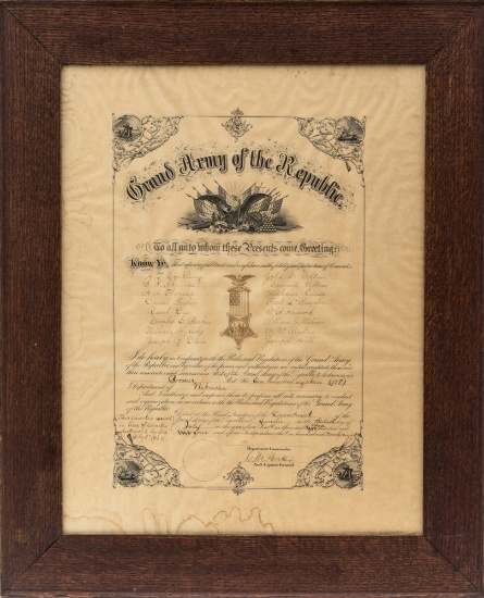Framed Nebraska GAR Document