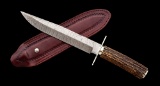 Custom Damascus Bowie Knife, by John Klein