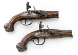 Matched Pair of French Flintlock Coat Pistols