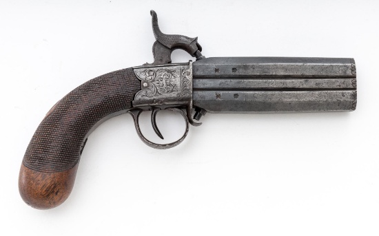Antique British Large-Bore Over/Under Single Action Percussion Belt Pistol, by Charles Osborne