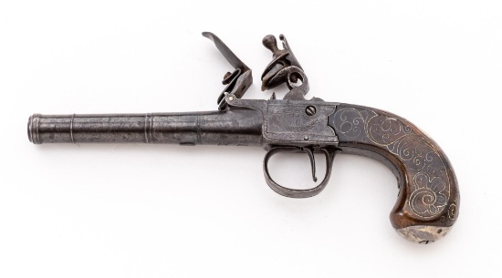 Antique English Flintlock Large-Bore Boxlock Pocket Pistol, by Ketland
