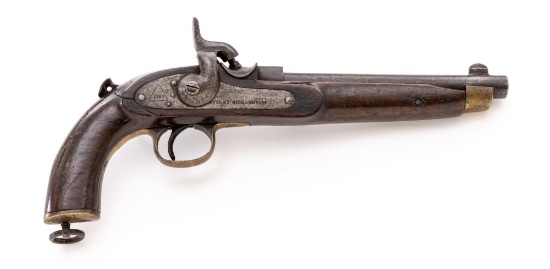 1867-Dated Westley Richards Monkey Tail Breechloading Single-Shot Military Percussion Pistol