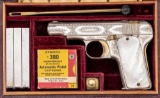 Engraved and Nickel-Plated with Gold Wash Melior Model 1922 Semi-Automatic Pistol