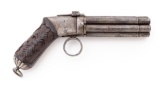 Unusual Antique Likely European Ring-Trigger Revolving Pepperbox Pistol