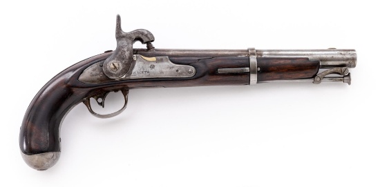 "U.S." Model 1826 Navy Percussion Pistol, by Simeon North, Altered from Flintlock
