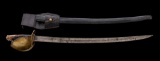 U.S. Model 1860 Ames Enlisted Naval Cutlass, by Ames, with Rare Leather Scabbard & Frog
