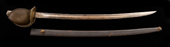 Civil War Enlisted Naval Cutlass, with Original Leather Scabbard