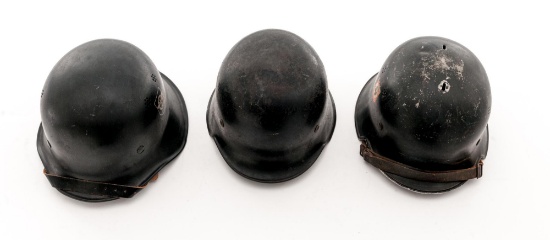 Lot of Three (3) German M-34 Lightweight Double Vented Schutzpolizei Double Decal Helmets