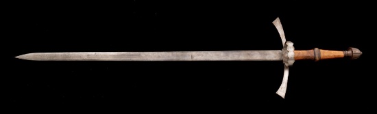 Reproduction English Two-Handed Claymore Broad Sword, marked "Spain"