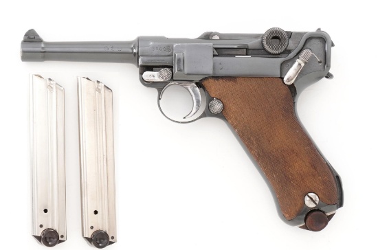 German DWM P08 Luger Semi-Automatic Pistol with Three Magazines