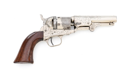 Rare Period Conversion of Colt 1849 Pocket Model Revolver with Gustave Young Style Deluxe Engraving