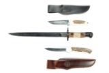 Bayonet and Two Hunting Knives