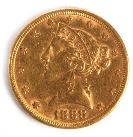 Liberty Head Five Dollar Gold Piece - 1888