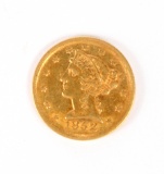 Liberty Head Five Dollar Gold Piece - 1852 D