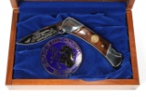 Colt Buck Pocket Knife W/Medallion & Display Case