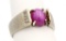 10K White Gold & Magenta Star Sapphire Ring