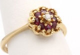 10K Gold Ruby & Small Diamond Ring