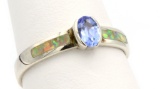 Sterling Ring w/Blue CZ & Opal