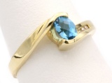 14K Gold w/Blue Topaz & Diamonds