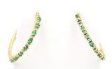 14K Gold Emerald & Diamond Earrings