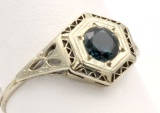 14K White Gold & Sapphire Ring