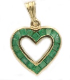 10K Gold Heart w/Emeralds Pendant
