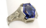 10K White Gold & Blue Sapphire Ring