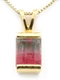 14K Gold Watermelon Tourmaline Pendant