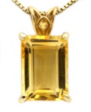 14K Gold Citrine Pendant