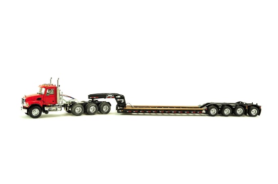 Mack Granite w/Rogers 4-Axle Flip Lowboy - Red/Red