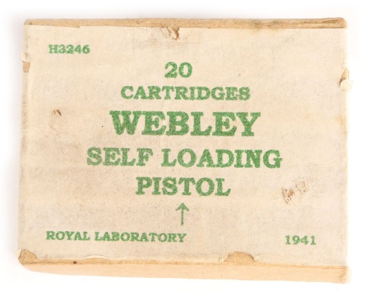Unopened Box of 20 Webley Self Loading Pistol Cartridges