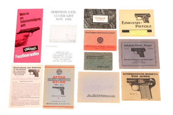 9 German Pistol Booklets w/2 Newer Pamphlets