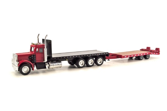 Peterbilt Tri-Axle Flatbed w/Tag Trailer - Red