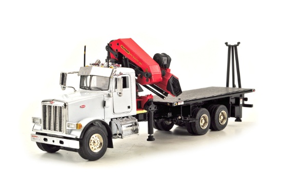 Peterbilt 357 Flatbed w/Crane - White/Black